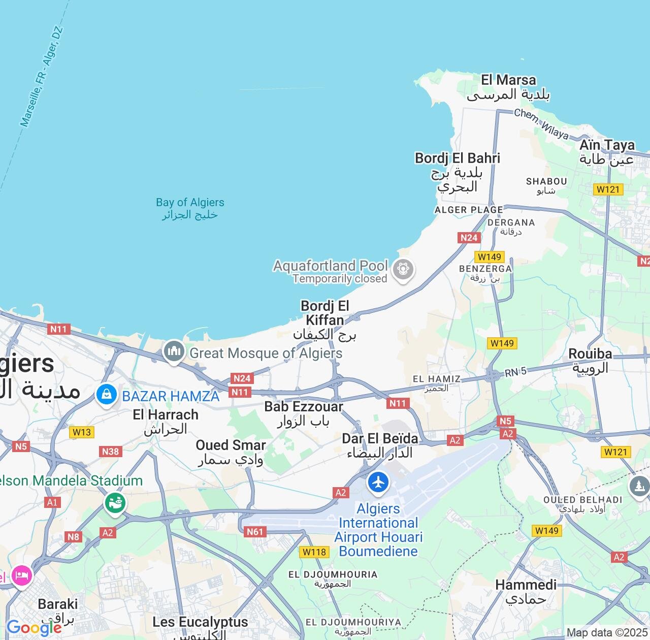 Map image for Intellectual Property Lawyers in Bordj el Kiffan and Algiers IP firms at coordinates  ; .