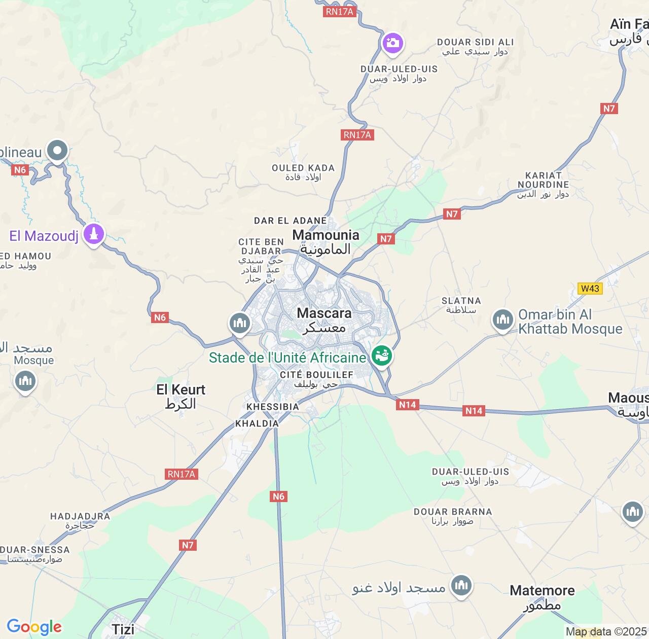 Map image for Intellectual Property Lawyers in Mascara and Algeria IP firms at coordinates  ; .