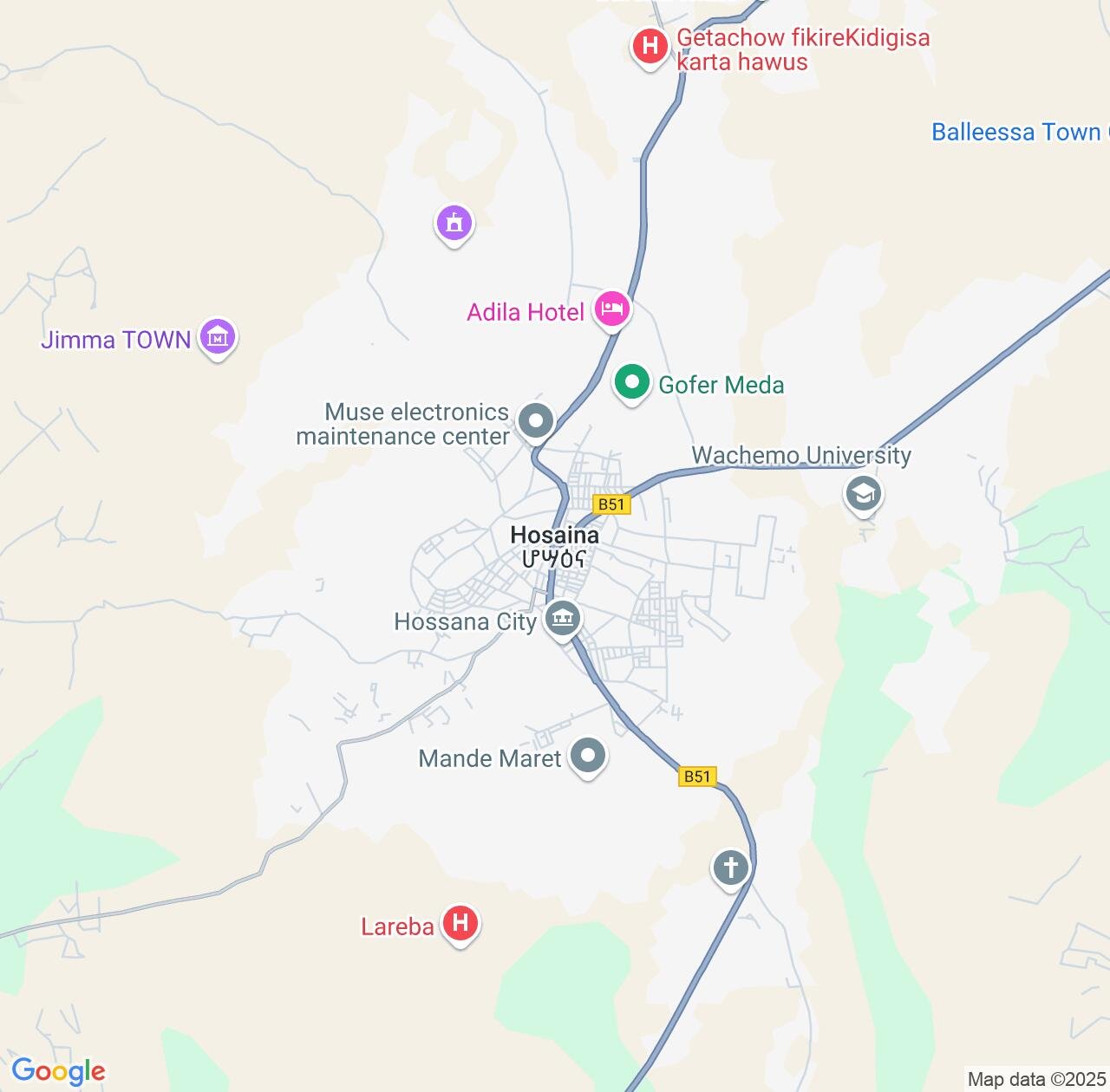 Map image for Intellectual Property Lawyers in Hosa'ina and Central Ethiopia Regional State IP firms at coordinates  ; .