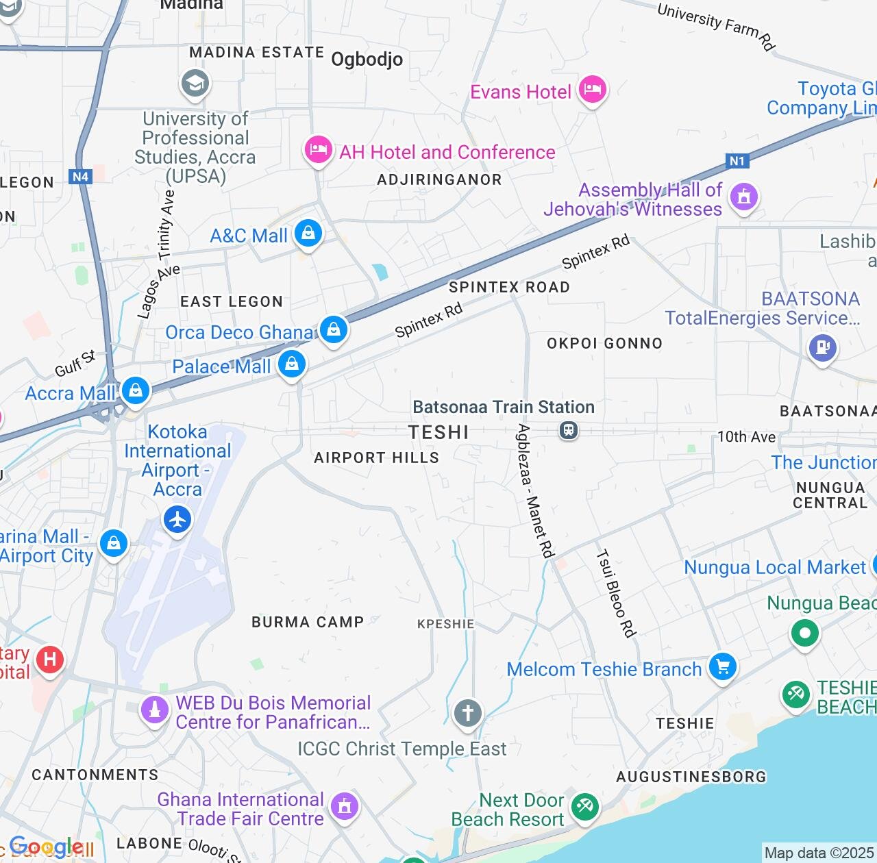 Map image for Intellectual Property Lawyers in Teshi Old Town and Greater Accra IP firms at coordinates  ; .