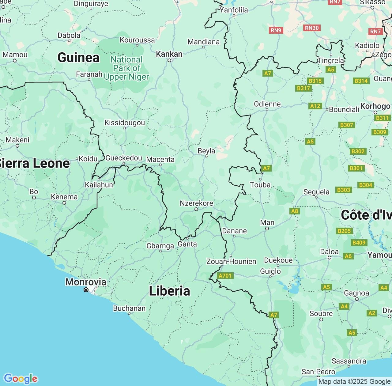 Map image for Intellectual Property Lawyers in Nzérékoré Region and Guinea IP firms at coordinates  ; .
