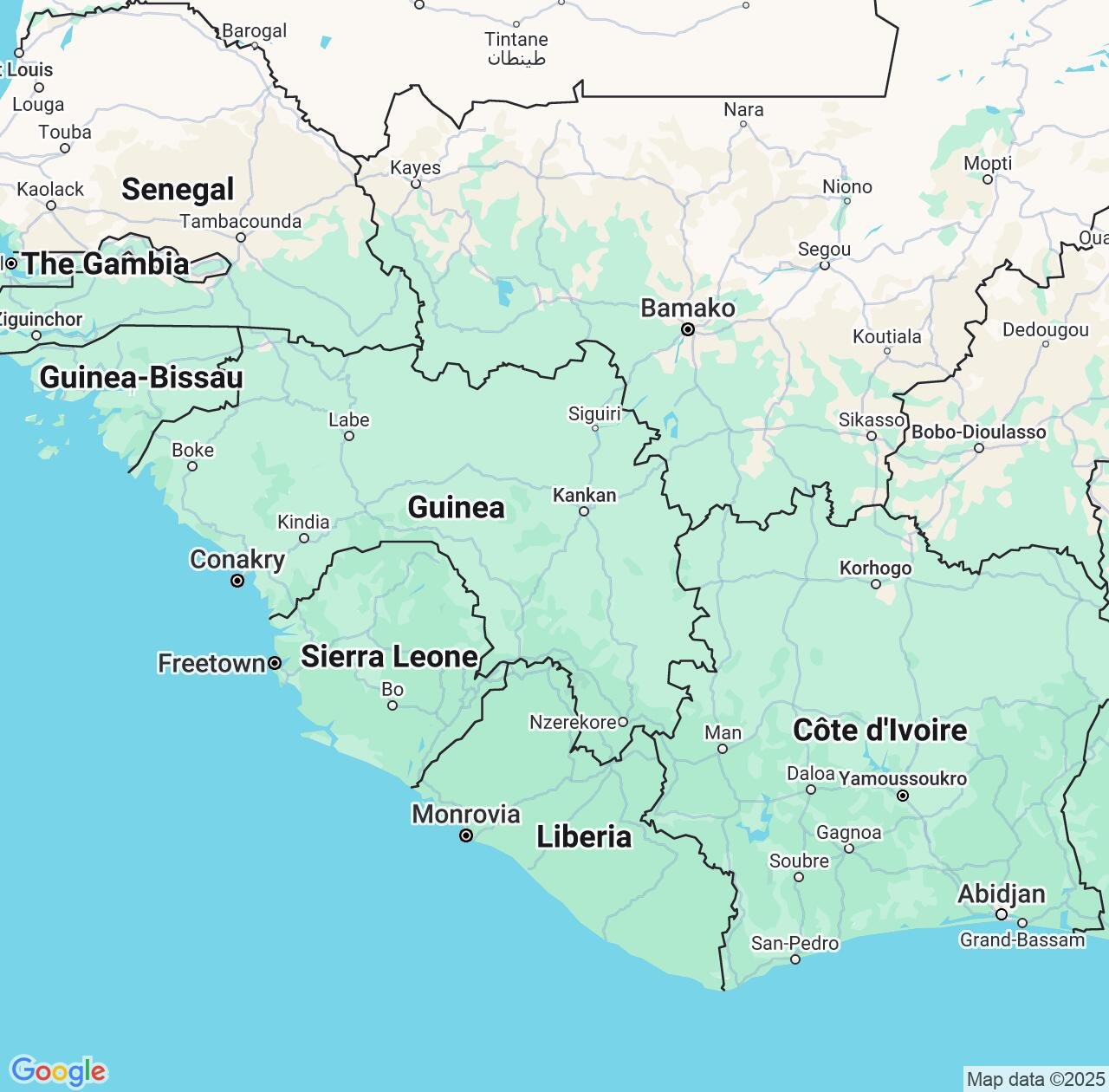 Map image for Intellectual Property Lawyers in Guinea and Africa IP firms at coordinates  ; .