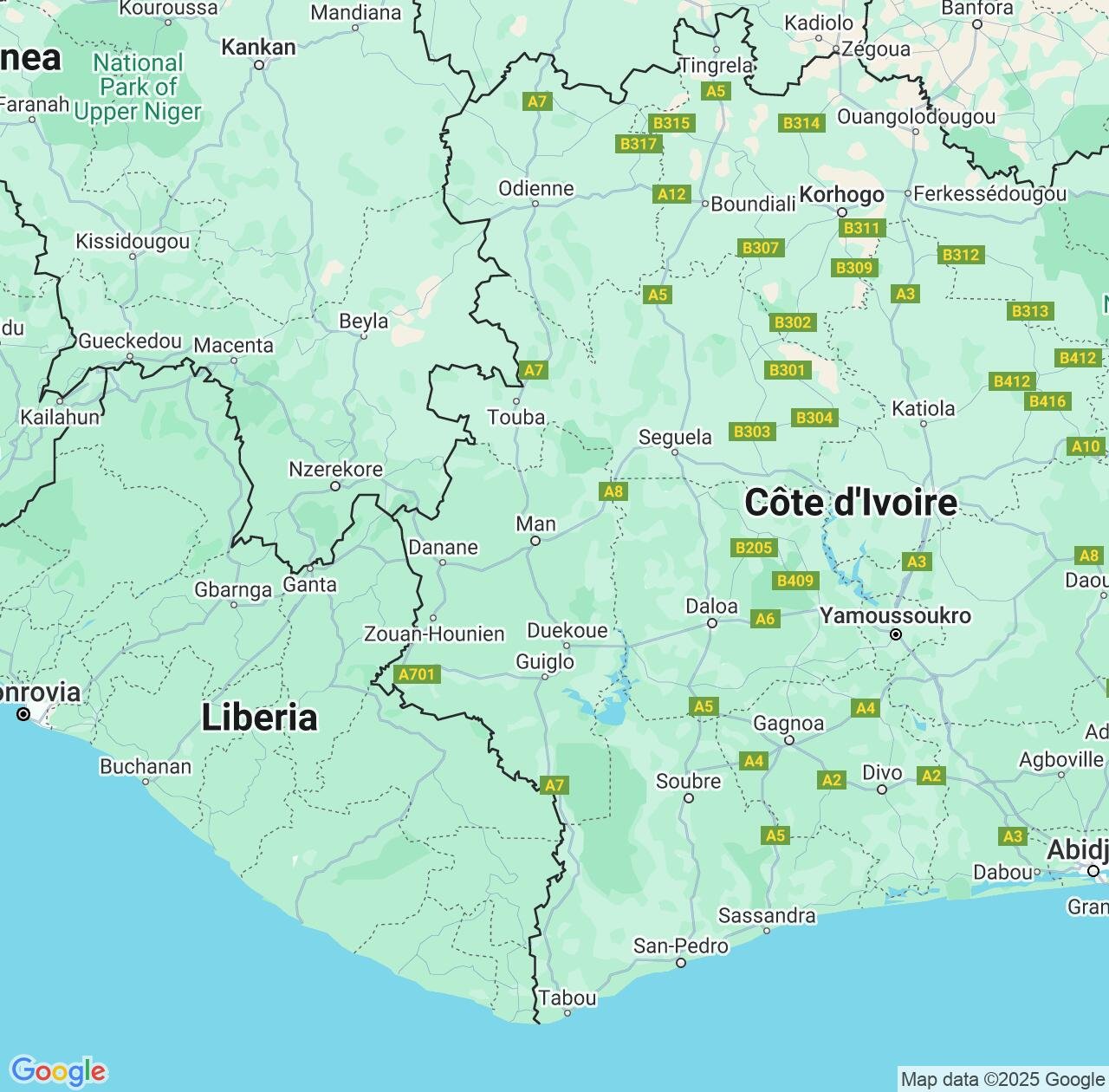 Map image for Intellectual Property Lawyers in Montagnes and Cote D'Ivoire (Ivory Coast) IP firms at coordinates  ; .