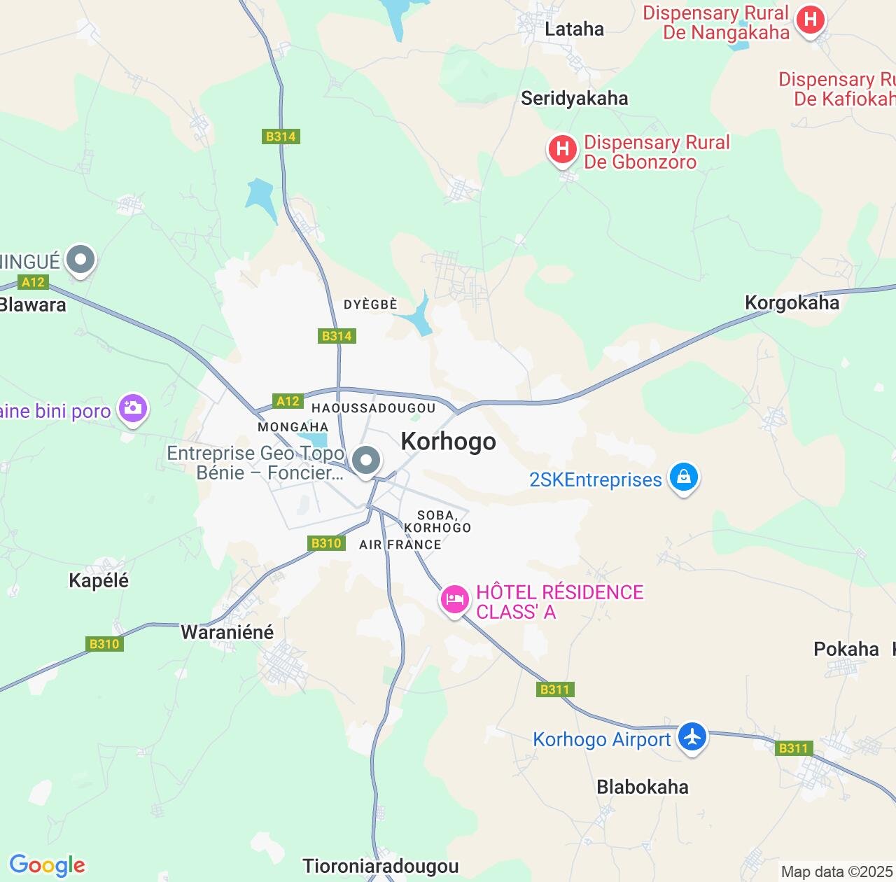 Map image for Intellectual Property Lawyers in Korhogo and Savanes District IP firms at coordinates  ; .