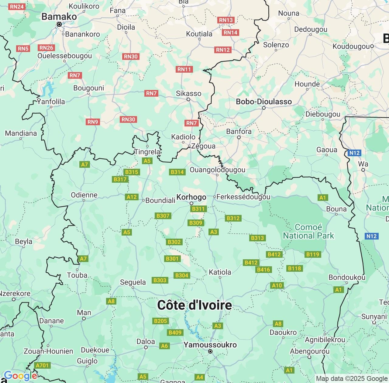 Map image for Intellectual Property Lawyers in Savanes District and Cote D'Ivoire (Ivory Coast) IP firms at coordinates  ; .