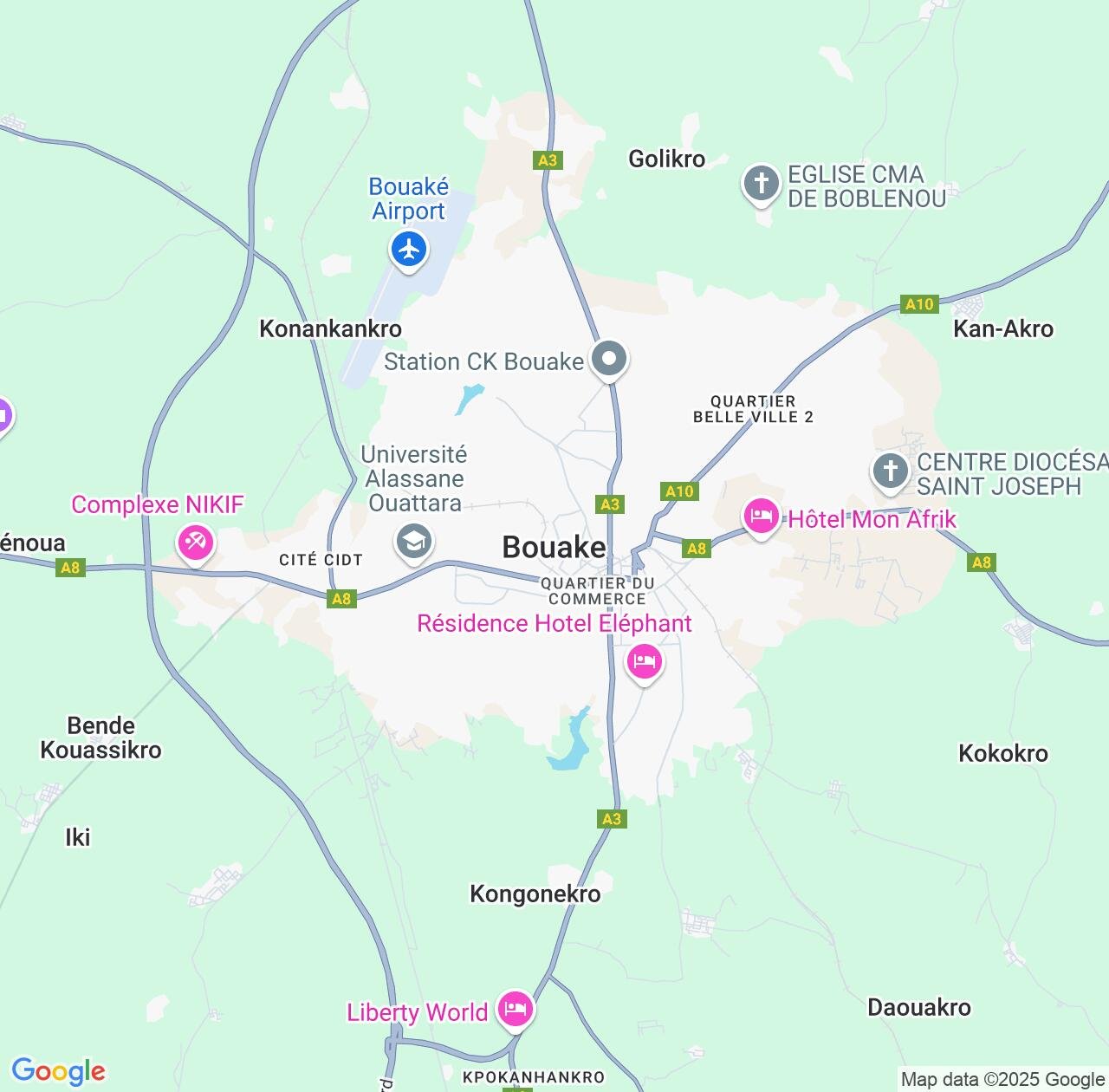 Map image for Intellectual Property Lawyers in Bouake and Vallée du Bandama District IP firms at coordinates  ; .