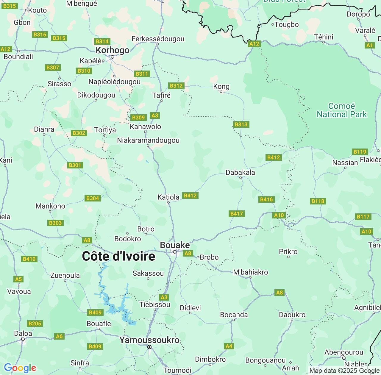 Map image for Intellectual Property Lawyers in Vallée du Bandama District and Cote D'Ivoire (Ivory Coast) IP firms at coordinates  ; .