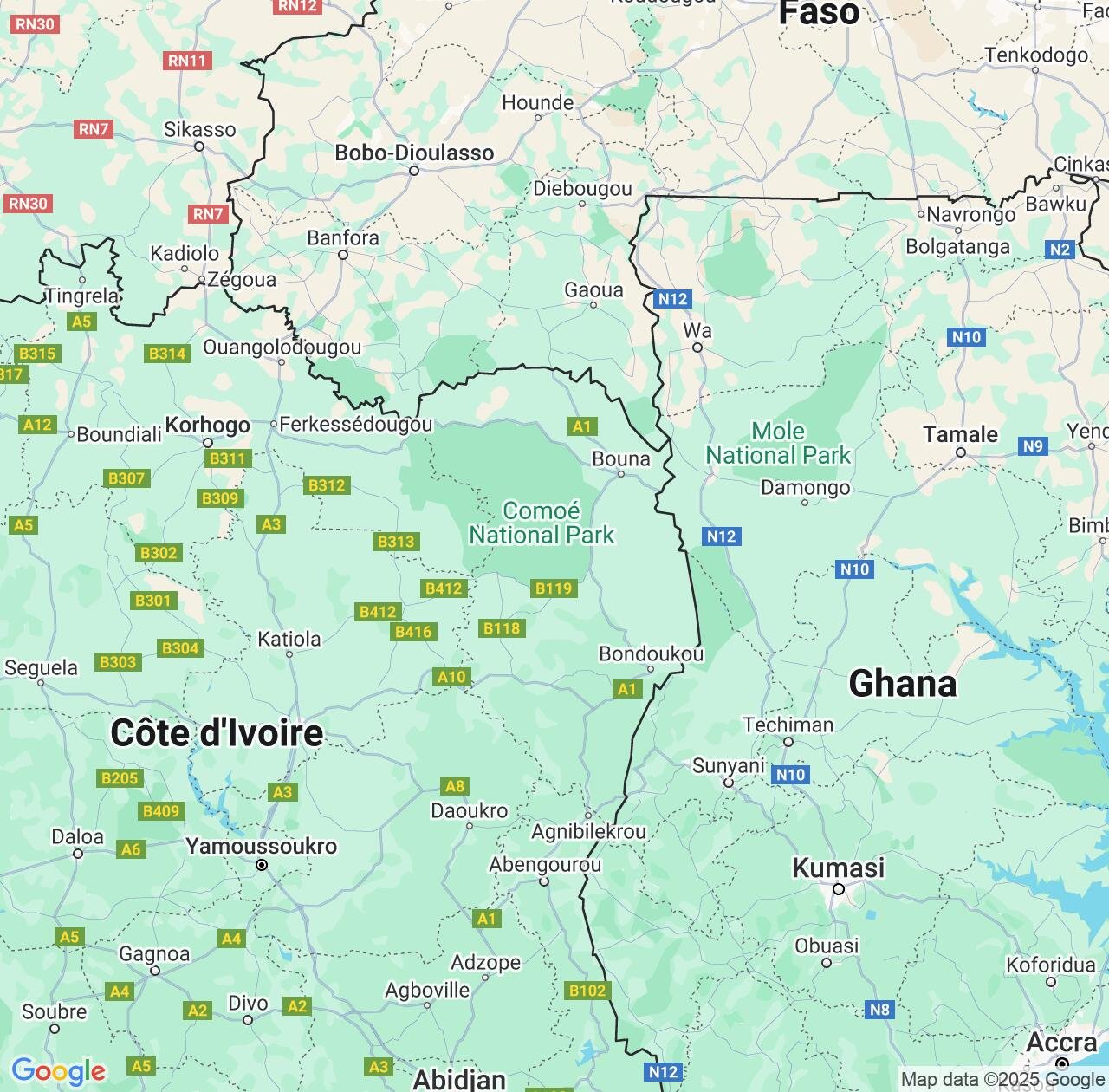 Map image for Intellectual Property Lawyers in Sinfra and Zanzan District IP firms at coordinates  ; .