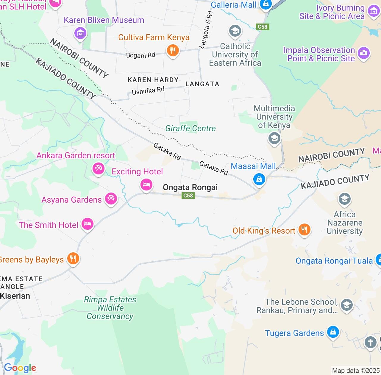 Map image for Intellectual Property Lawyers in Ongata Rongai and Kajiado County IP firms at coordinates  ; .