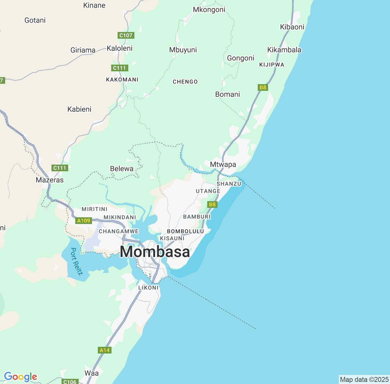 Map image for Intellectual Property Lawyers in Mombasa and Mombasa County IP firms at coordinates  ; .