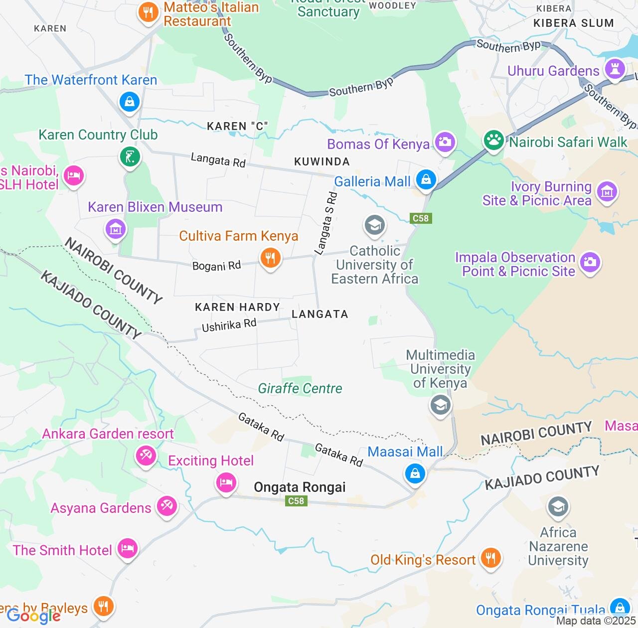Map image for Intellectual Property Lawyers in Lang'ata and Nairobi County IP firms at coordinates  ; .