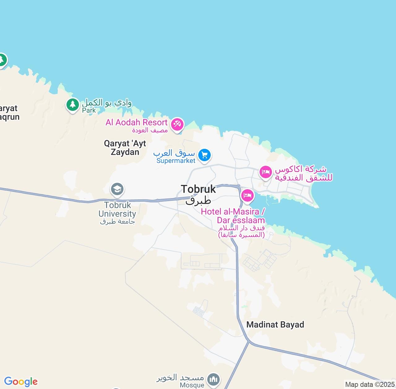 Map image for Intellectual Property Lawyers in Tobruk and Al Buţnān IP firms at coordinates  ; .