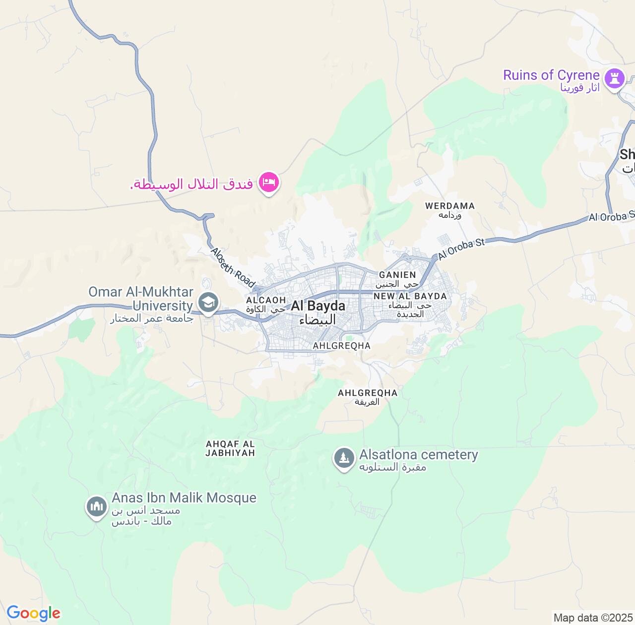 Map image for Intellectual Property Lawyers in Al Bayda' and Al Jabal al Akhḑar IP firms at coordinates  ; .