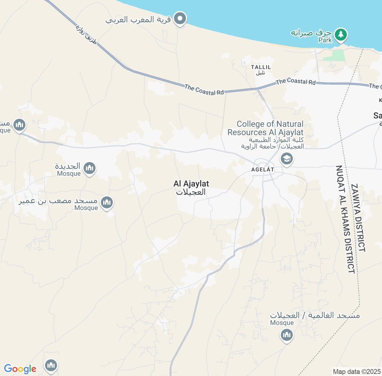 Map image for Intellectual Property Lawyers in Al Ajaylat and An Nuqāţ al Khams IP firms at coordinates  ; .