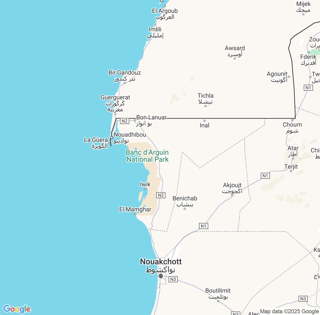 Map image for Intellectual Property Lawyers in Dakhlet Nouadhibou and Mauritania IP firms at coordinates  ; .