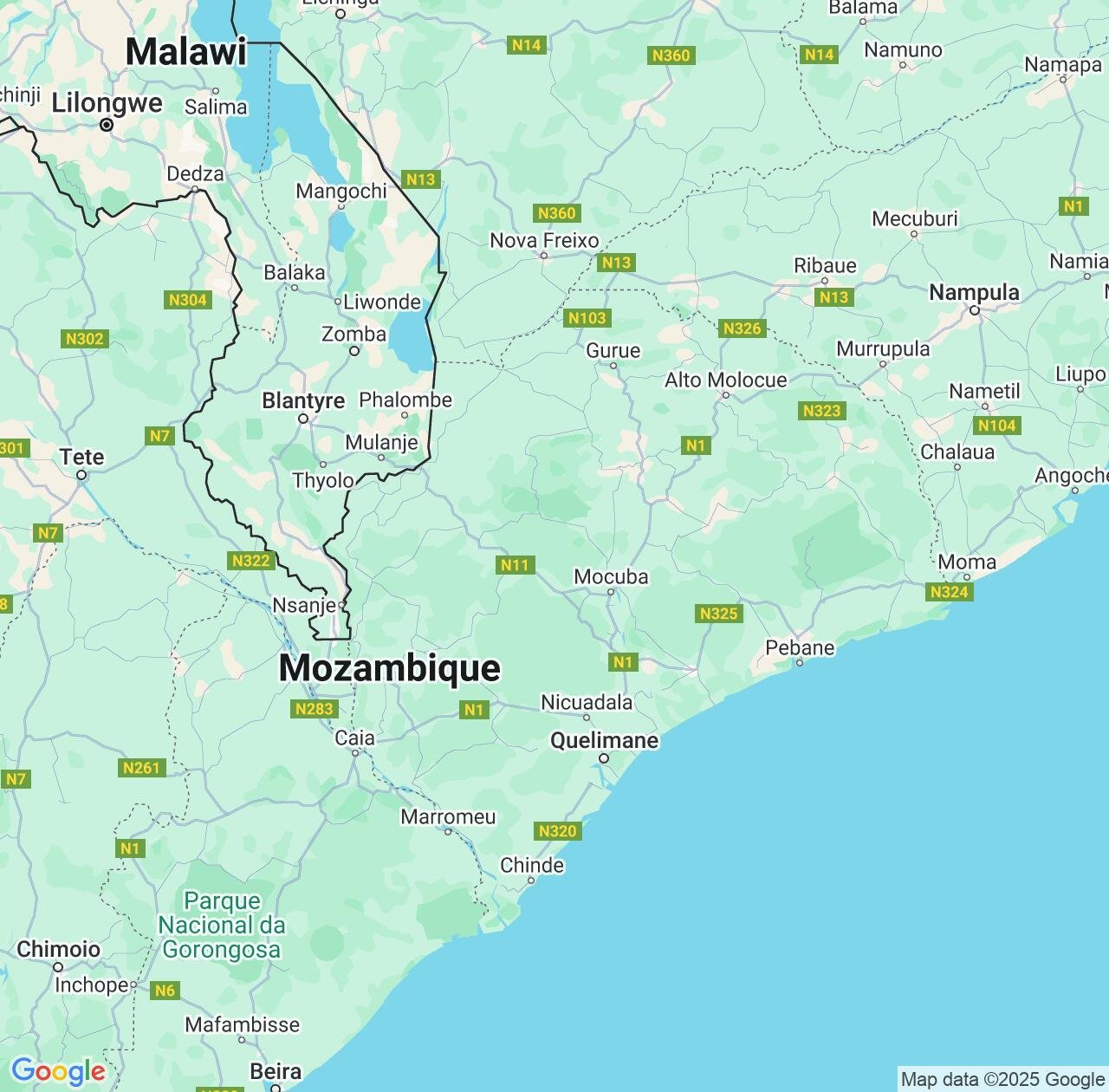 Map image for Intellectual Property Lawyers in Zambezia Province and Mozambique IP firms at coordinates  ; .