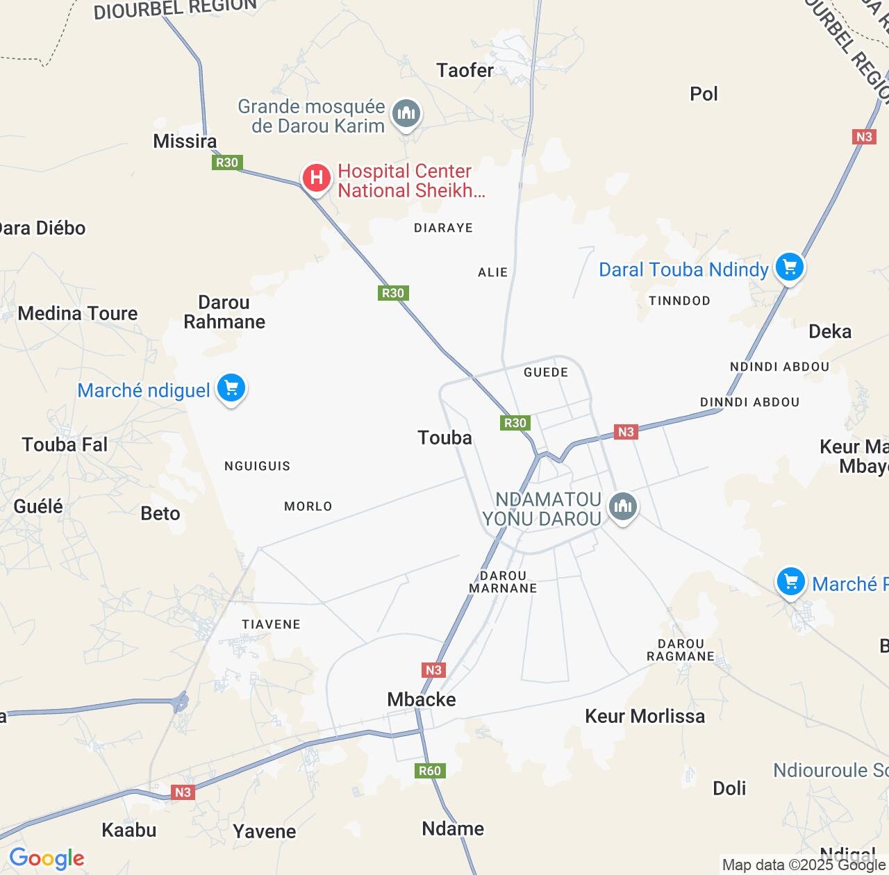 Map image for Intellectual Property Lawyers in Touba and Diourbel Region IP firms at coordinates  ; .