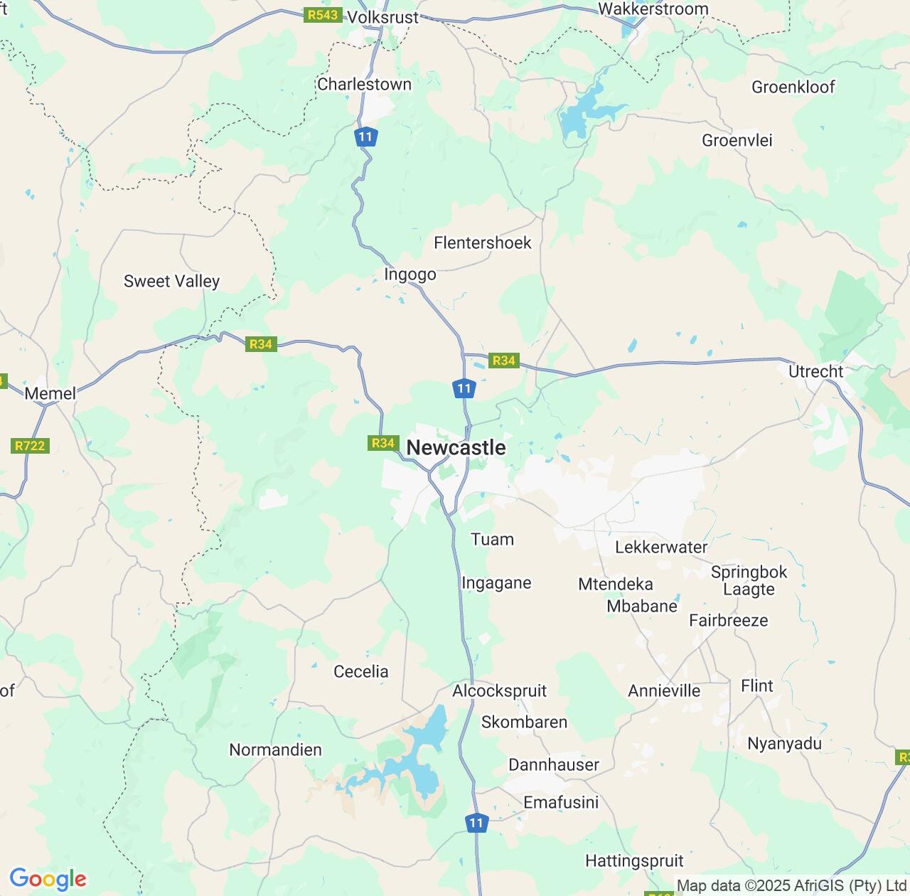 Map image for Intellectual Property Lawyers in Newcastle and KwaZulu-Natal IP firms at coordinates  ; .