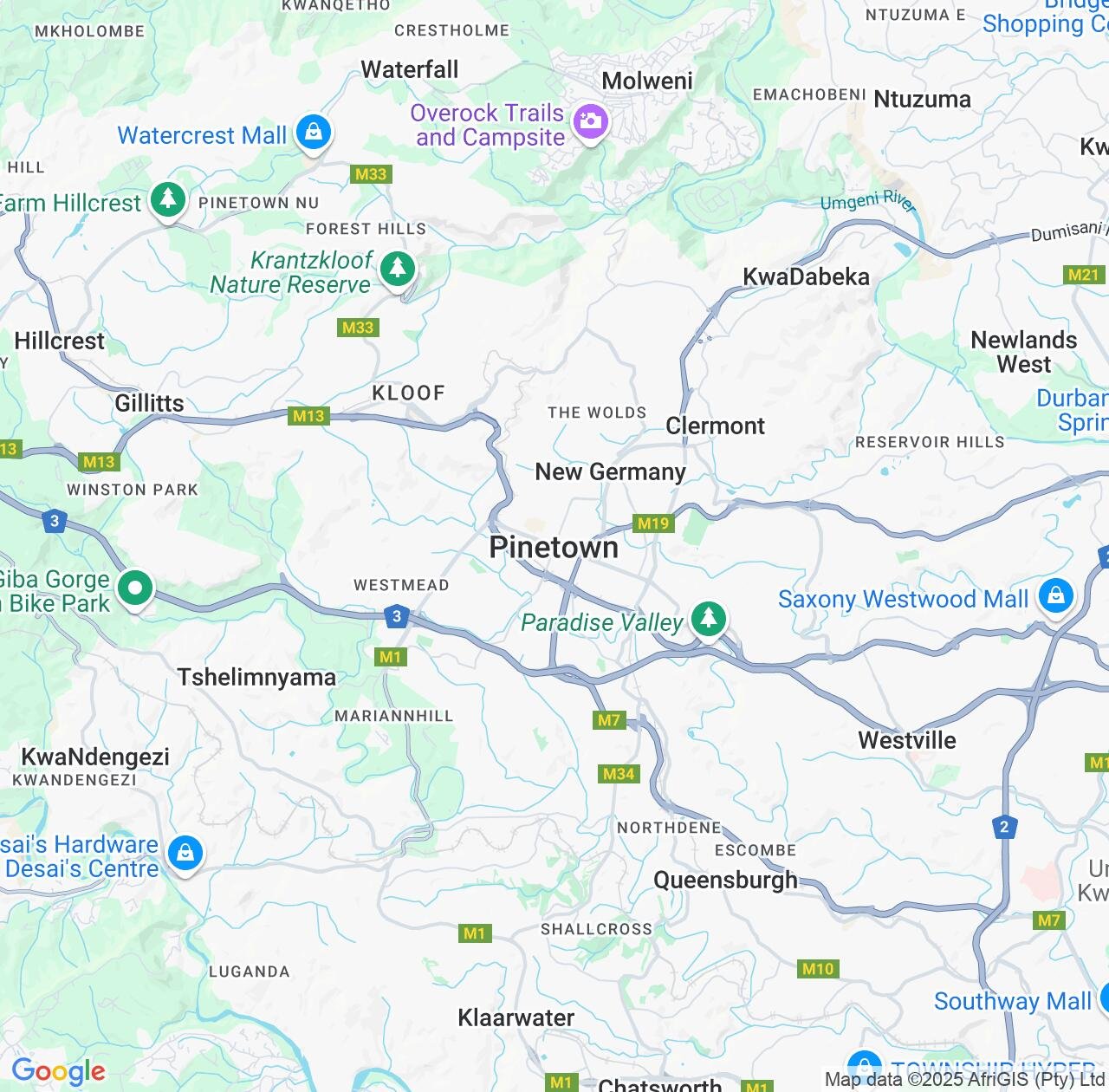 Map image for Intellectual Property Lawyers in Pinetown and KwaZulu-Natal IP firms at coordinates  ; .