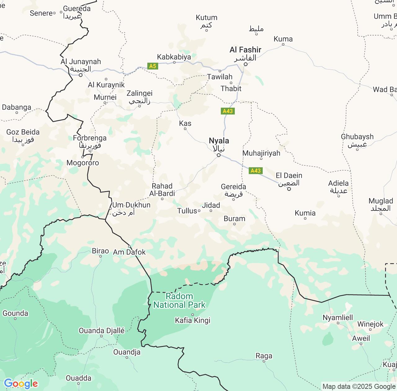 Map image for Intellectual Property Lawyers in Southern Darfur and Sudan IP firms at coordinates  ; .