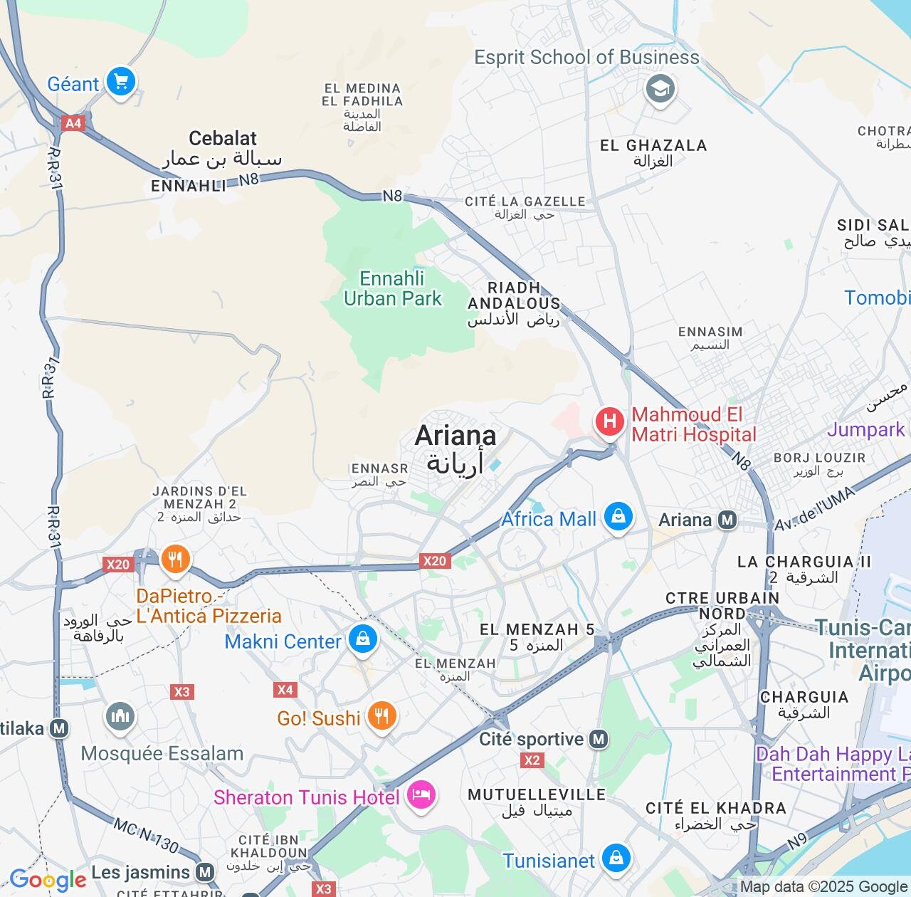Map image for Intellectual Property Lawyers in Aryanah and Ariana Governorate IP firms at coordinates  ; .
