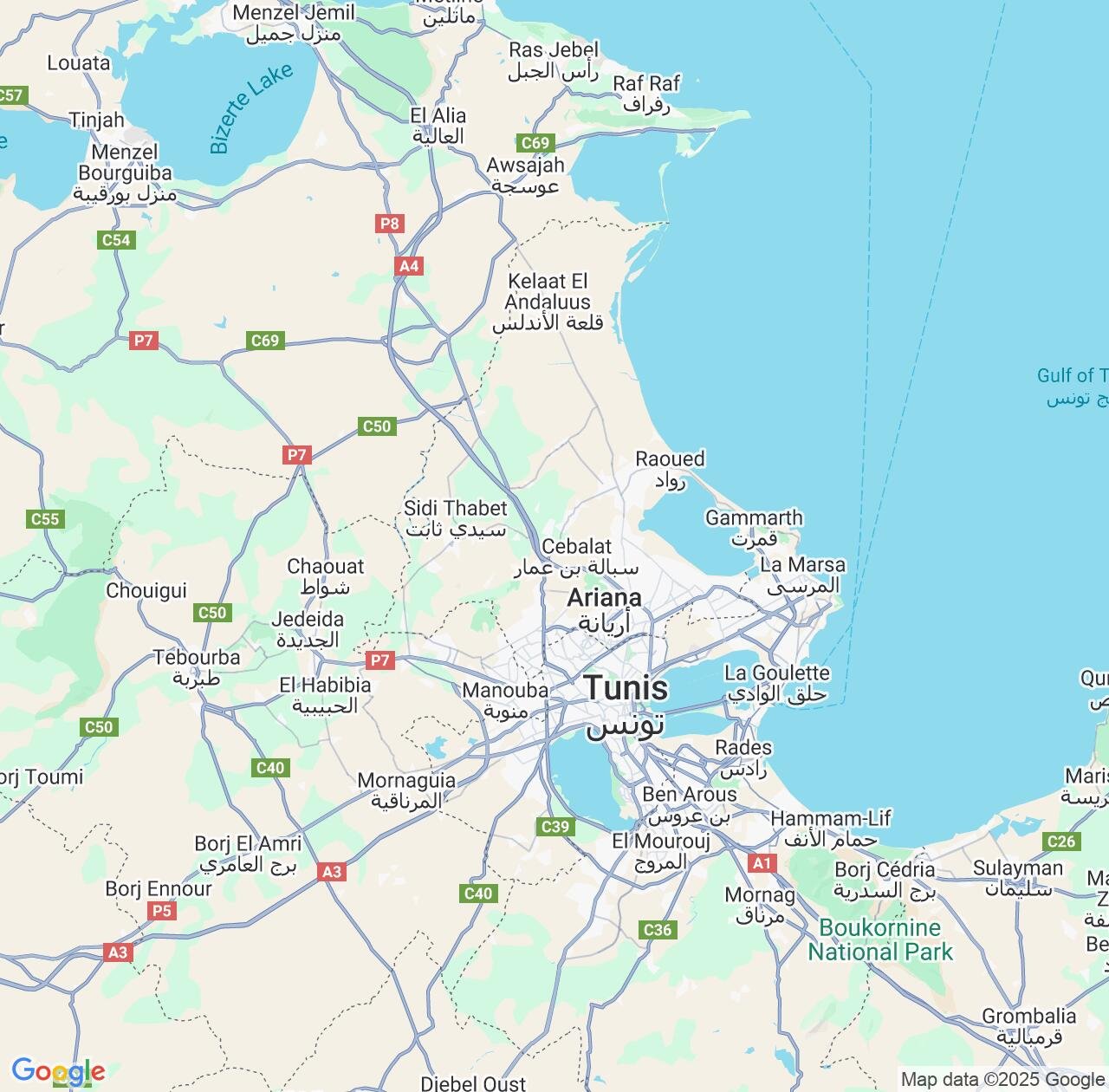 Map image for Intellectual Property Lawyers in Ariana Governorate and Tunisia IP firms at coordinates  ; .