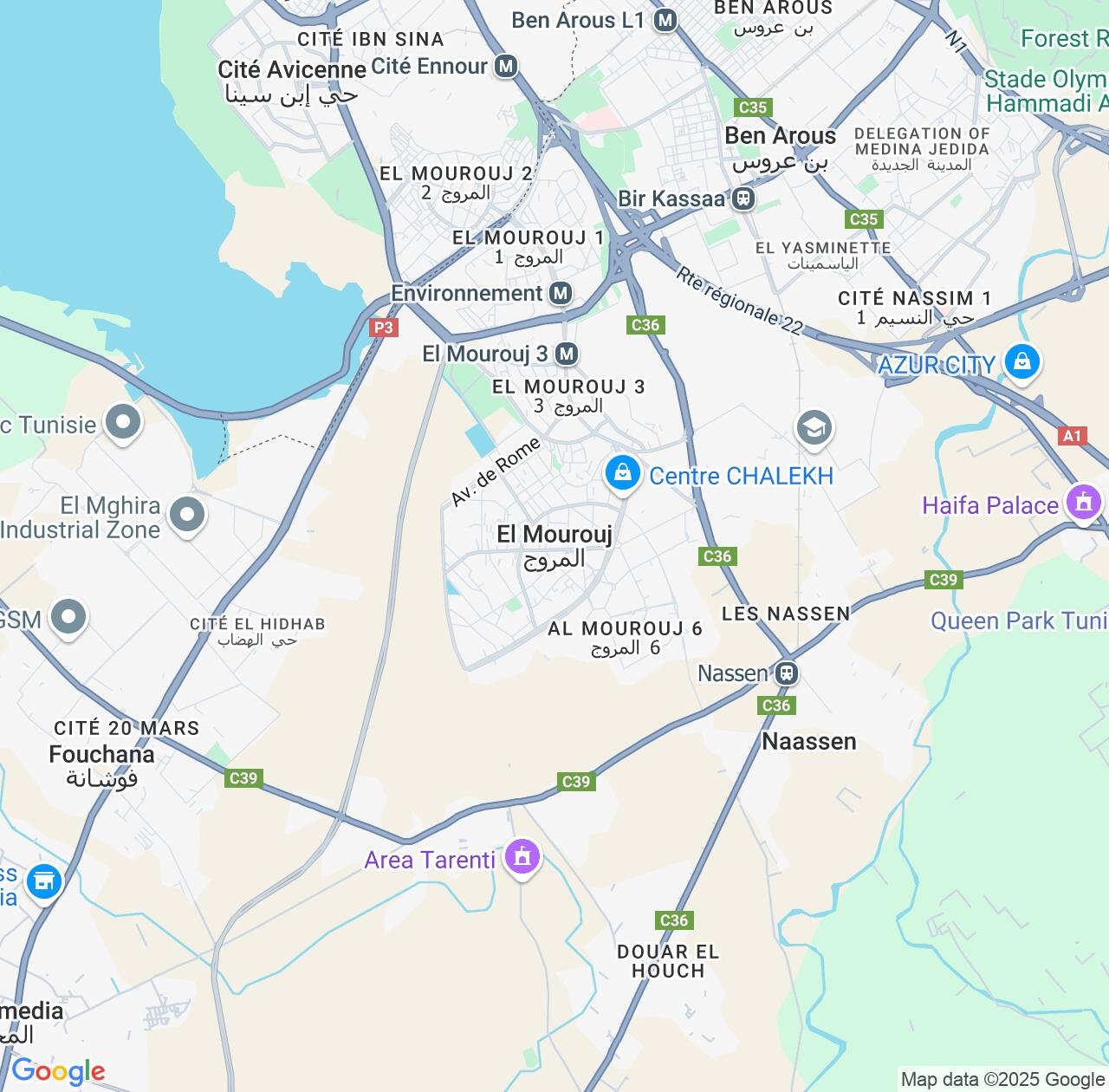 Map image for Intellectual Property Lawyers in El Mourouj and Ben Arous Governorate IP firms at coordinates  ; .