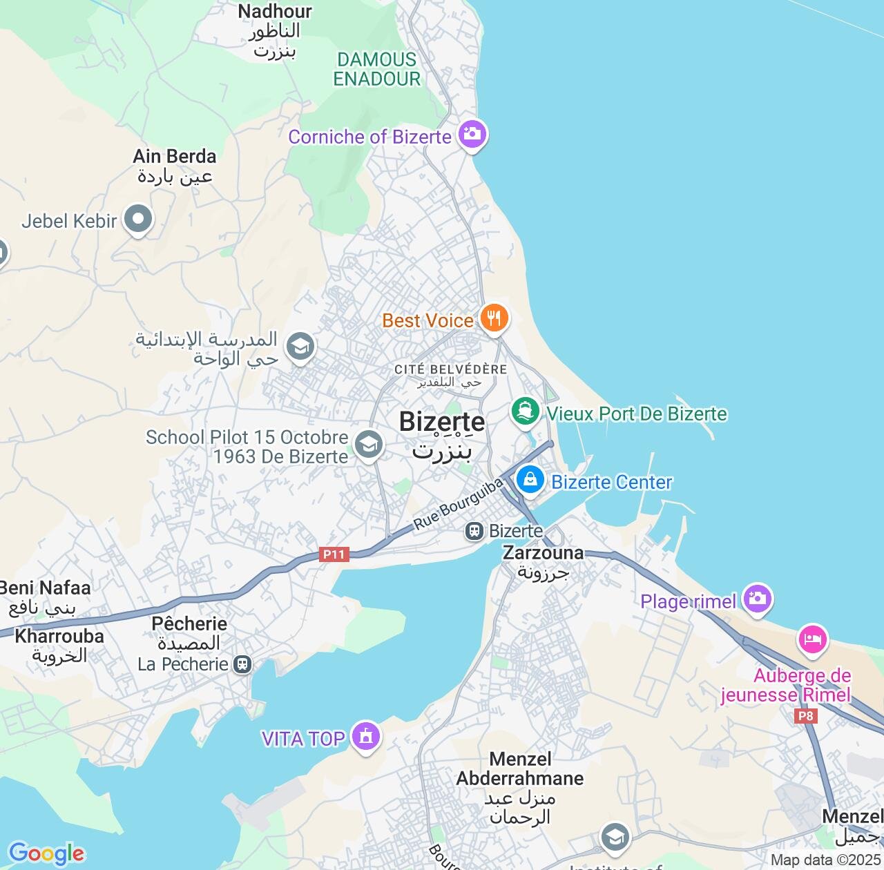 Map image for Intellectual Property Lawyers in Bizerte and Bizerte Governorate IP firms at coordinates  ; .