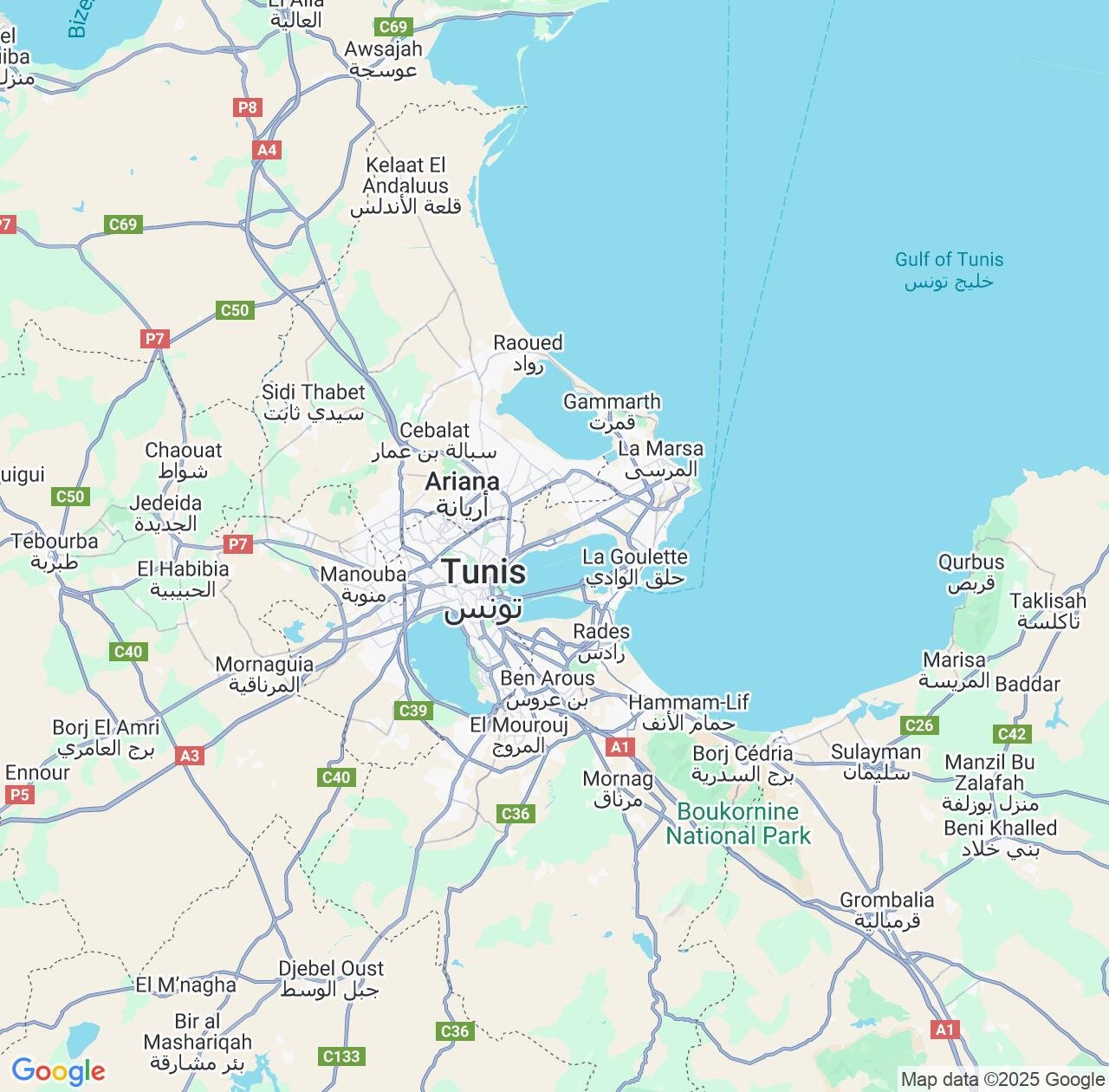 Map image for Intellectual Property Lawyers in Tunis Governorate and Tunisia IP firms at coordinates  ; .