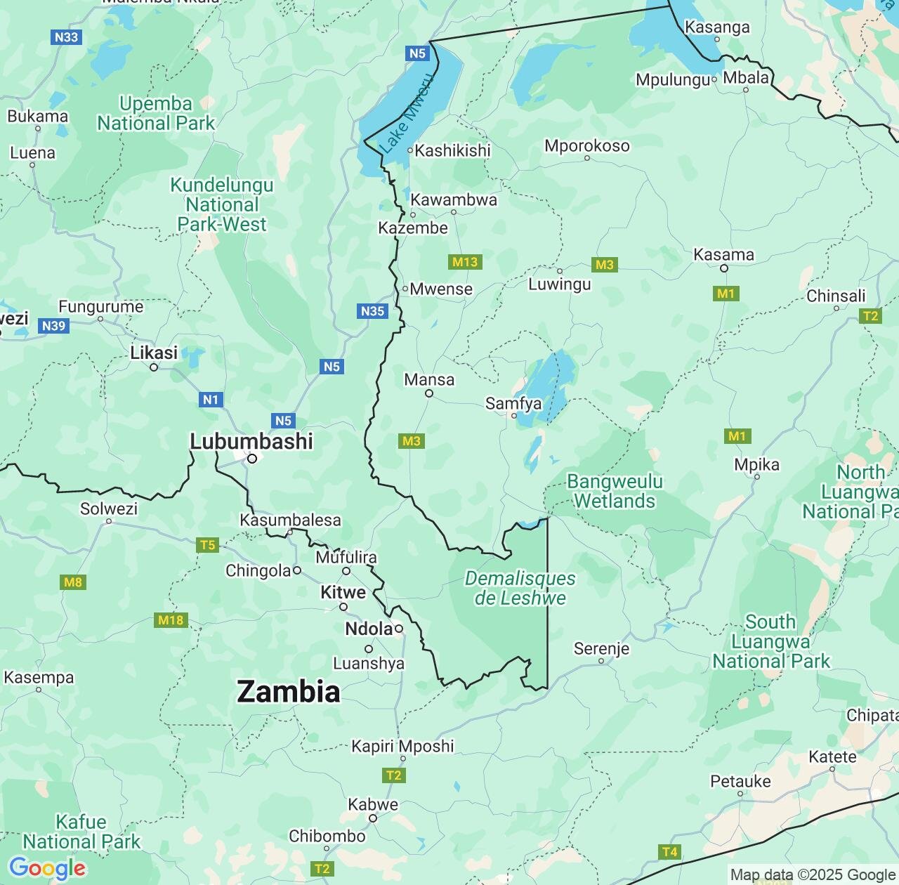 Map image for Intellectual Property Lawyers in Luapula Province and Zambia IP firms at coordinates  ; .