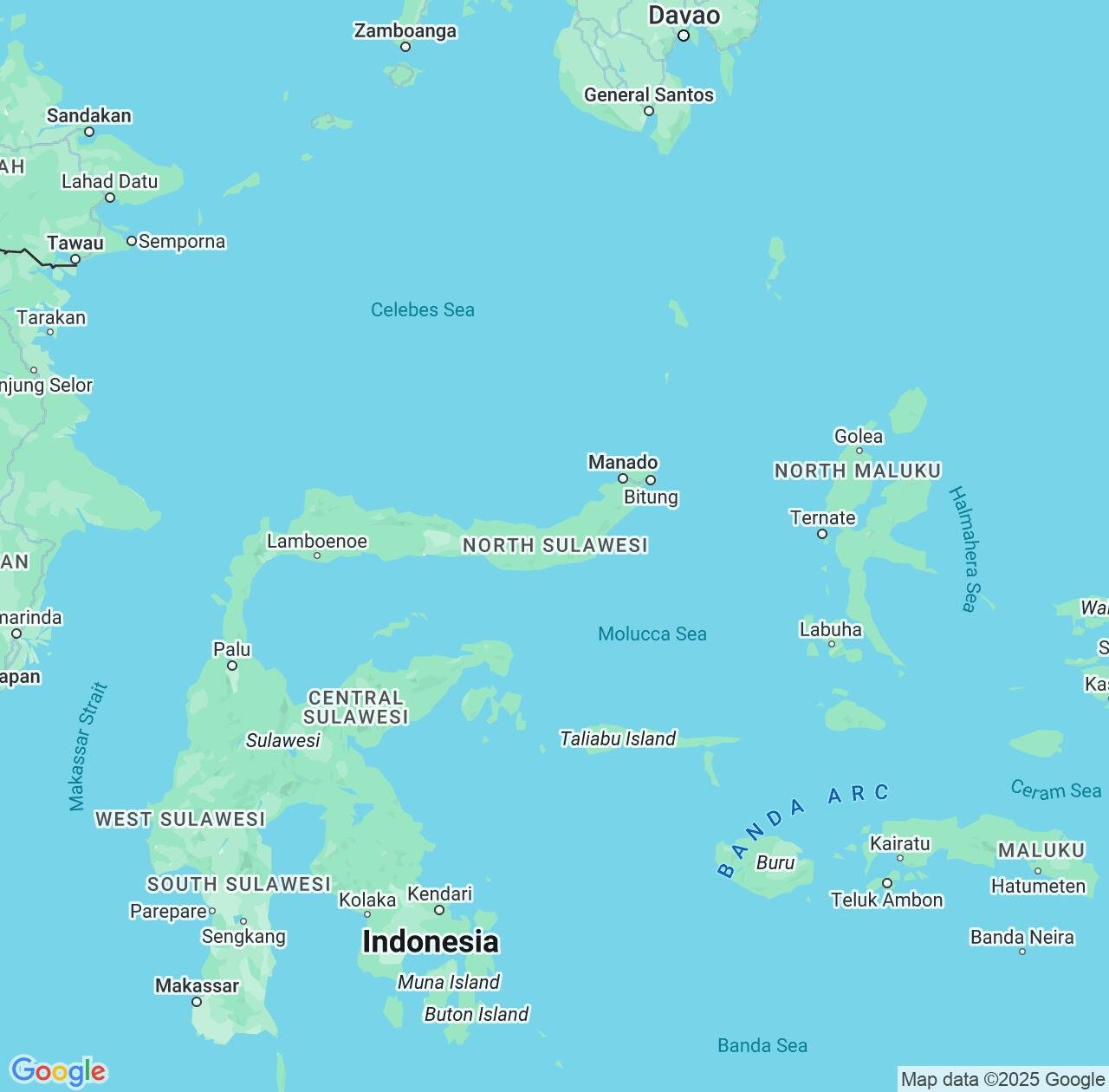 Map image for Intellectual Property Lawyers in North Sulawesi and Indonesia IP firms at coordinates  ; .