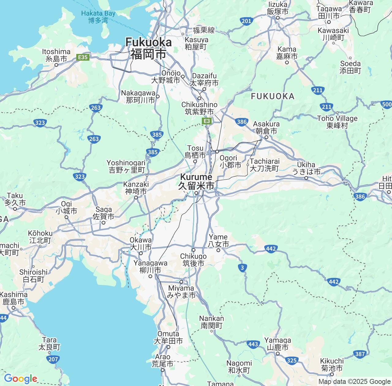 Map image for Intellectual Property Lawyers in Kurume and Fukuoka IP firms at coordinates  ; .