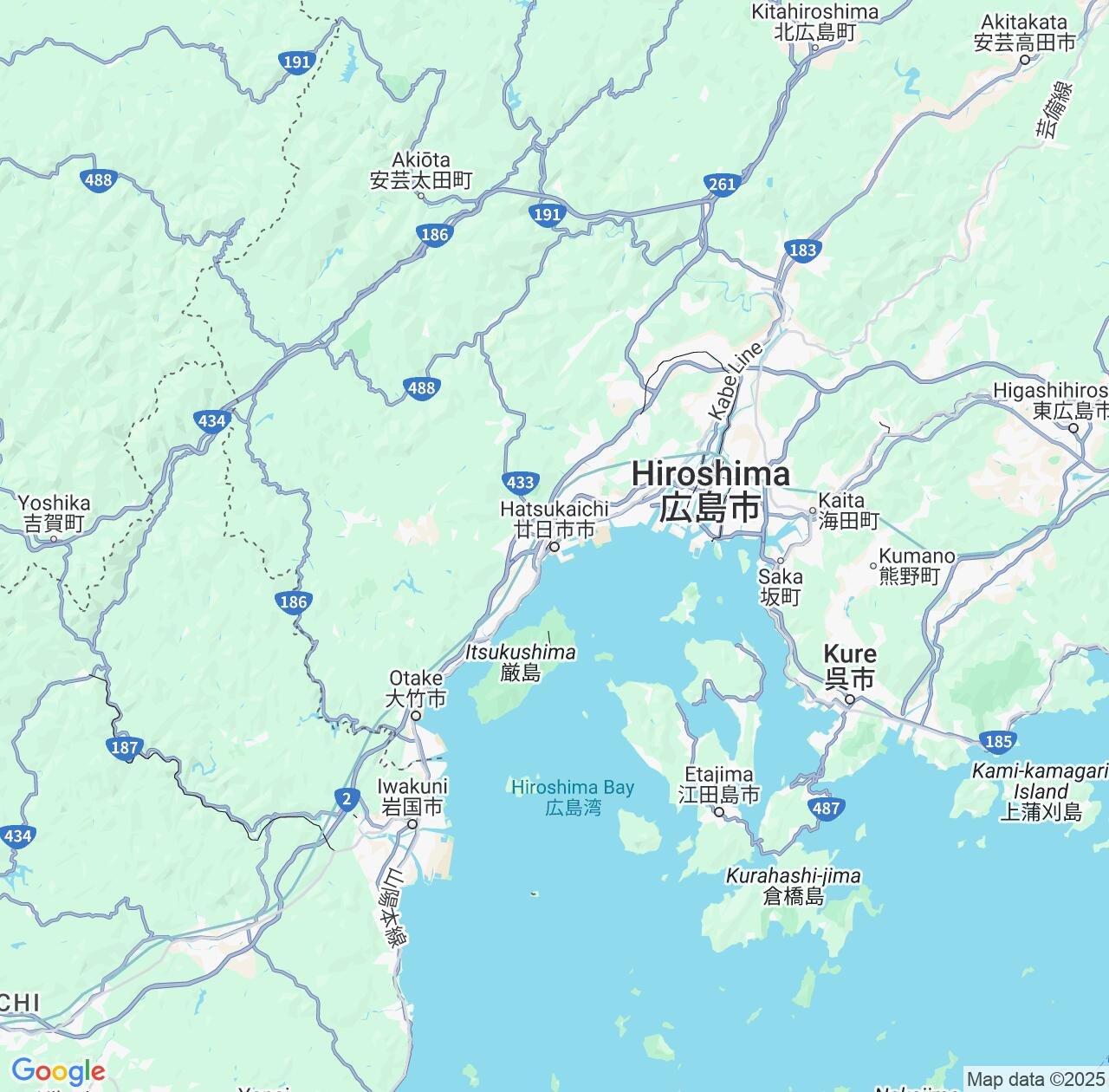 Map image for Intellectual Property Lawyers in Hatsukaichi and Hiroshima IP firms at coordinates  ; .