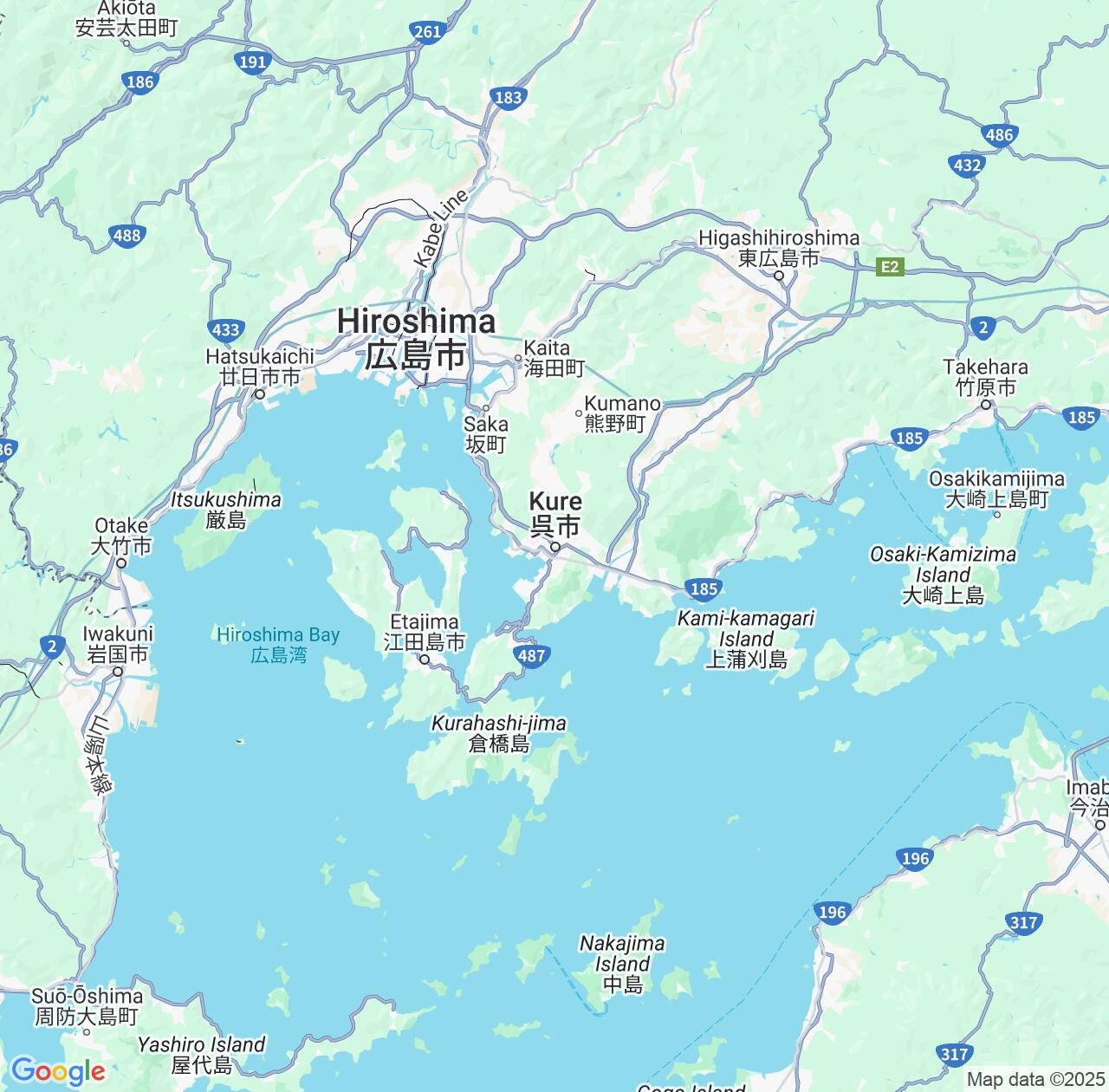 Map image for Intellectual Property Lawyers in Kure and Hiroshima IP firms at coordinates  ; .