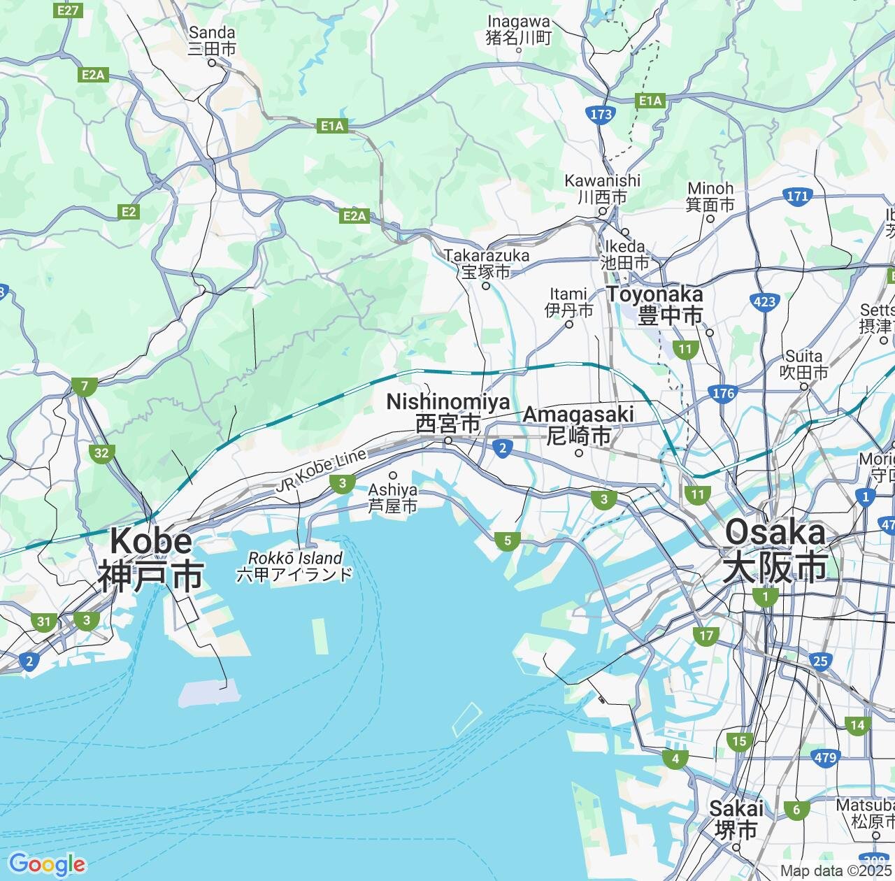 Map image for Intellectual Property Lawyers in Nishinomiya and Hyōgo IP firms at coordinates  ; .