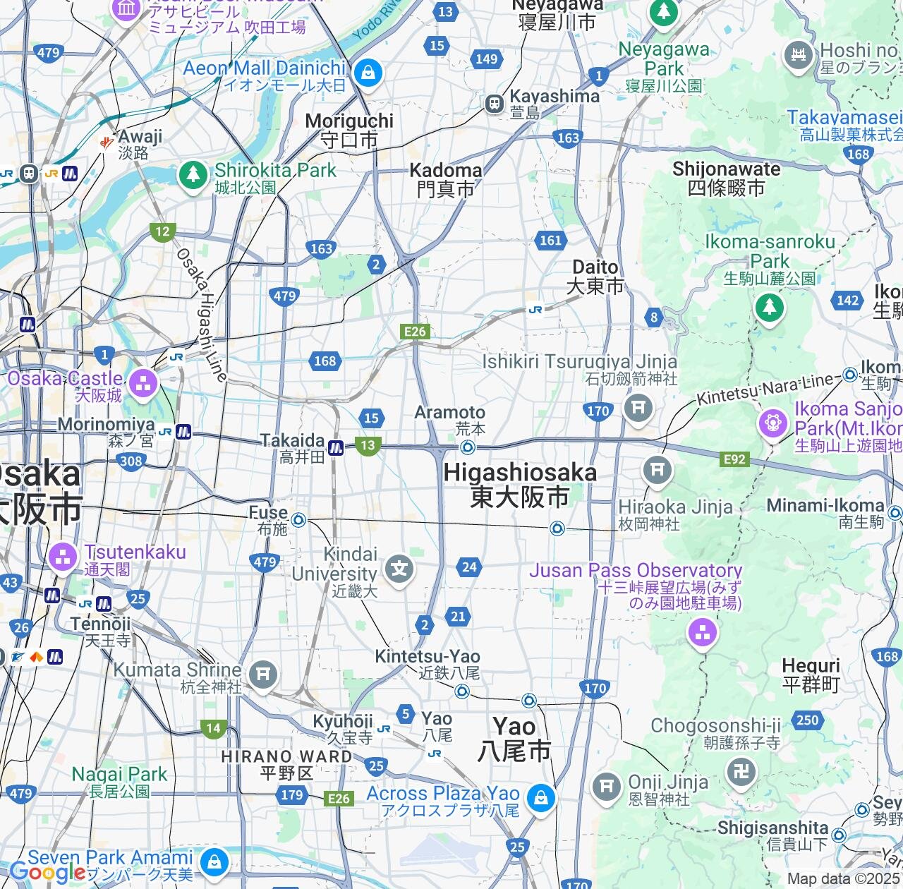 Map image for Intellectual Property Lawyers in Higashiosaka and Osaka IP firms at coordinates  ; .