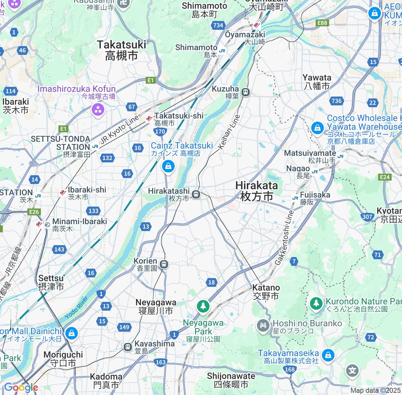 Map image for Intellectual Property Lawyers in Hirakata and Osaka IP firms at coordinates  ; .