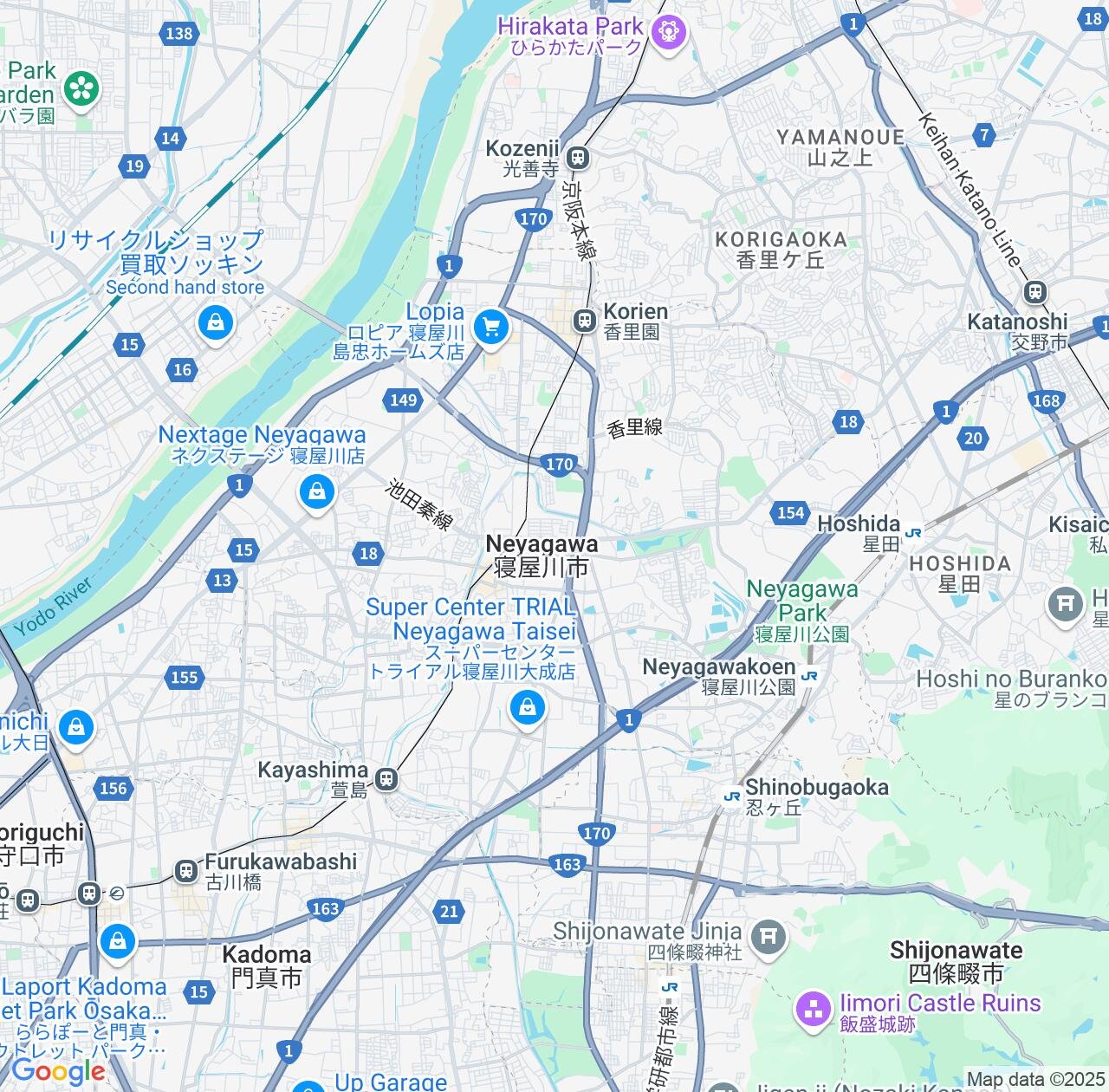 Map image for Intellectual Property Lawyers in Neyagawa and Osaka IP firms at coordinates  ; .
