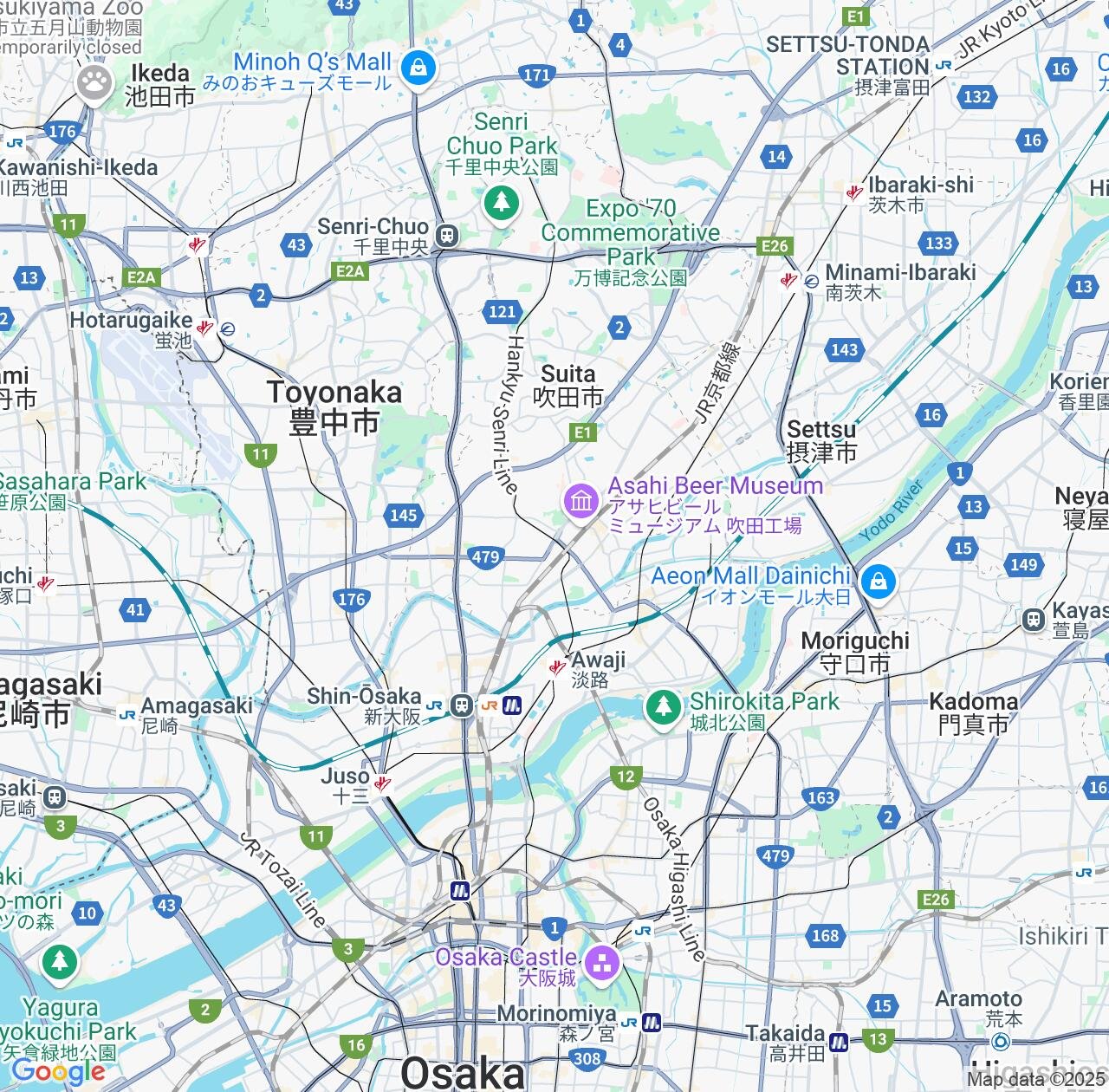 Map image for Intellectual Property Lawyers in Suita and Osaka IP firms at coordinates  ; .