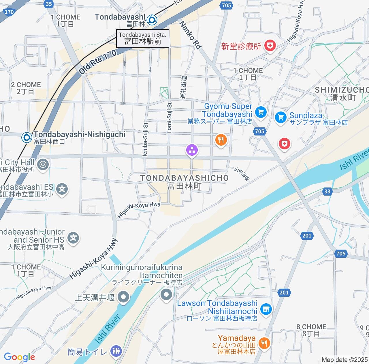 Map image for Intellectual Property Lawyers in Tondabayashicho and Osaka IP firms at coordinates  ; .