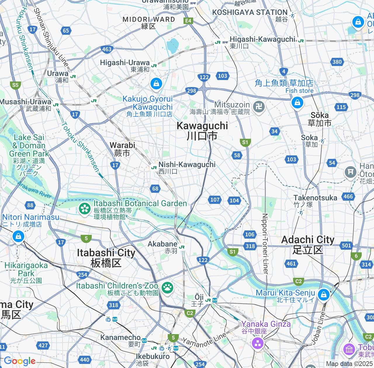 Map image for Intellectual Property Lawyers in Kawaguchi and Saitama IP firms at coordinates  ; .