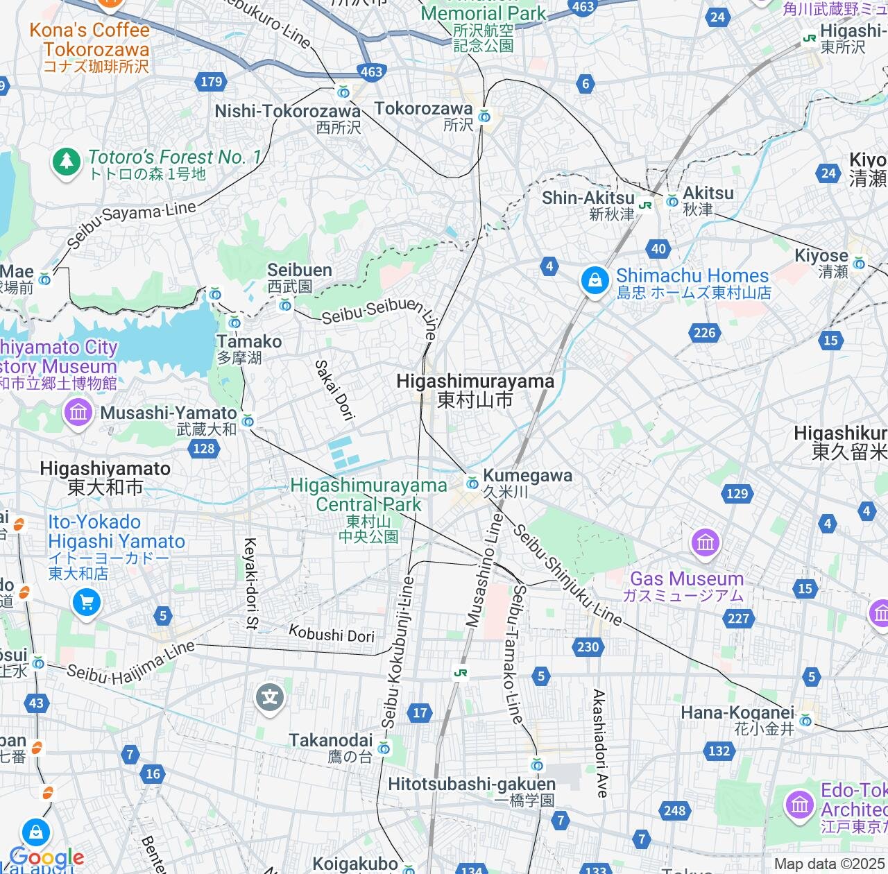 Map image for Intellectual Property Lawyers in Higashimurayama and Tokyo IP firms at coordinates  ; .