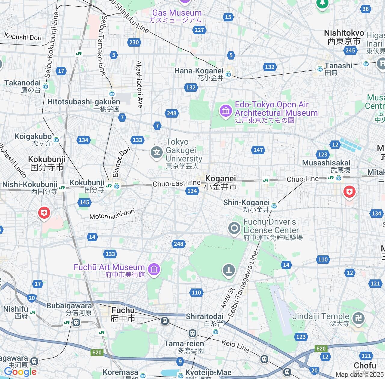 Map image for Intellectual Property Lawyers in Koganei and Tokyo IP firms at coordinates  ; .
