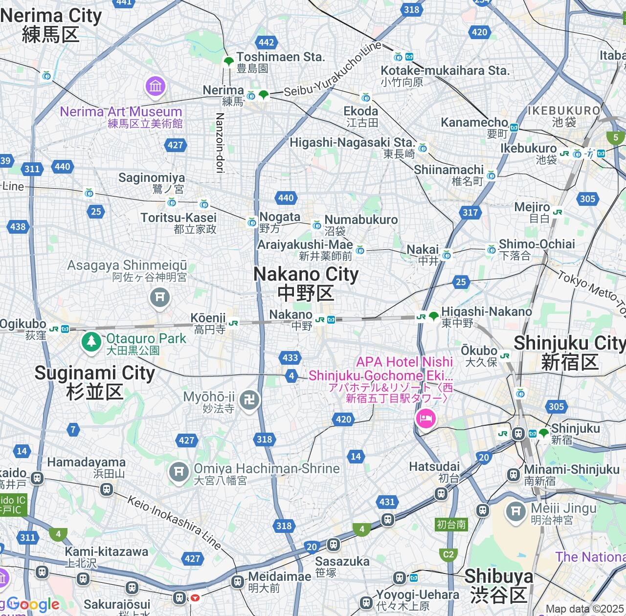 Map image for Intellectual Property Lawyers in Nakano and Tokyo IP firms at coordinates  ; .