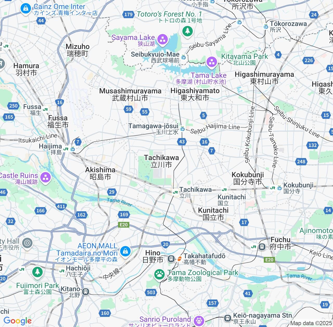 Map image for Intellectual Property Lawyers in Tachikawa and Tokyo IP firms at coordinates  ; .