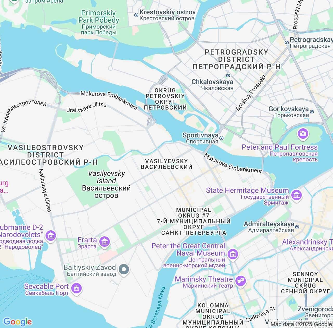 Map image for Intellectual Property Lawyers in Vasyl'evsky Ostrov and St.-Petersburg IP firms at coordinates  ; .