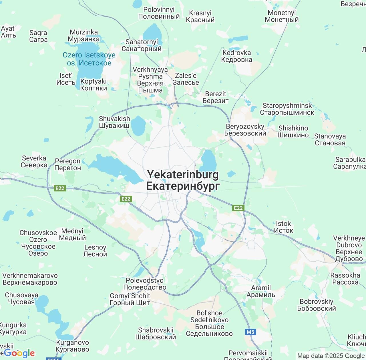 Map image for Intellectual Property Lawyers in Yekaterinburg and Sverdlovsk Oblast IP firms at coordinates  ; .