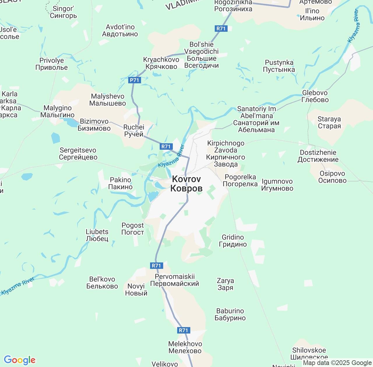 Map image for Intellectual Property Lawyers in Kovrov and Vladimir Oblast IP firms at coordinates  ; .