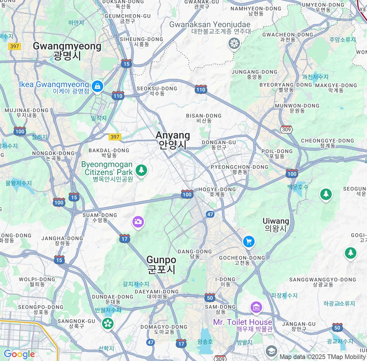 Map image for Intellectual Property Lawyers in Anyang-si and Gyeonggi-do IP firms at coordinates  ; .