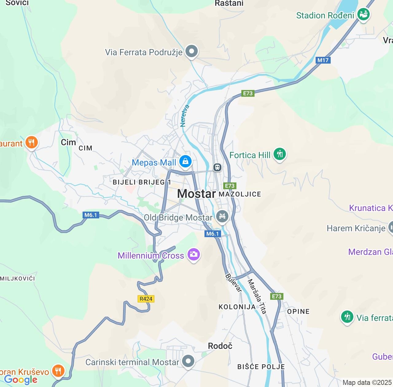 Map image for Intellectual Property Lawyers in Mostar and Federation of B&H IP firms at coordinates  ; .